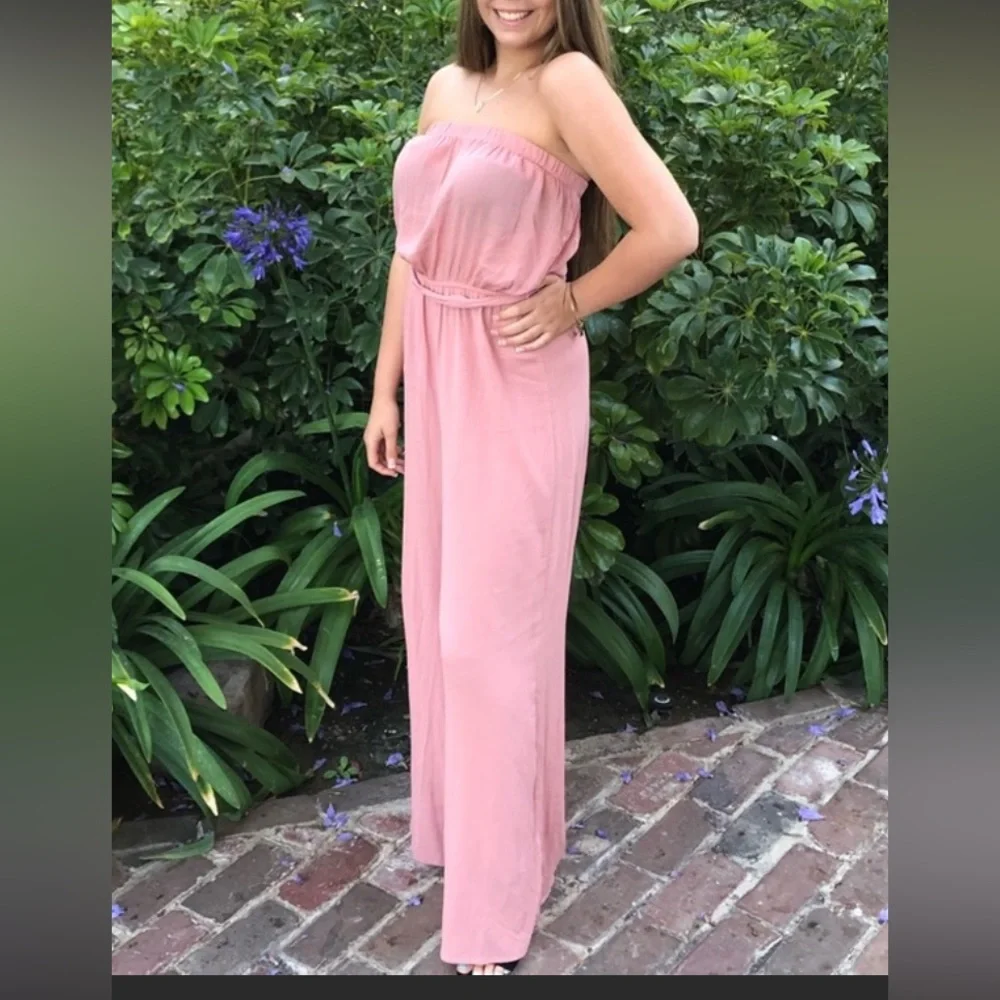 FINAL PRICE Peachy Mauve Jumpsuit with tie wrap - Picture 5 of 6